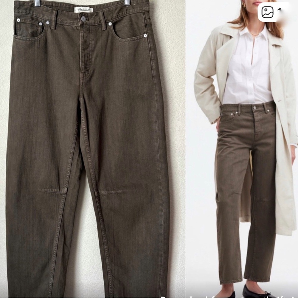 Madewell Darted Barrel Jeans Olive Green